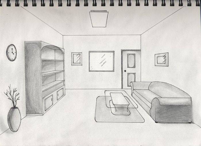 Рисунки дизайна комнаты для срисовки карандашом
