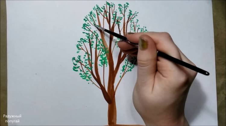 Как нарисовать весеннее дерево поэтапно за