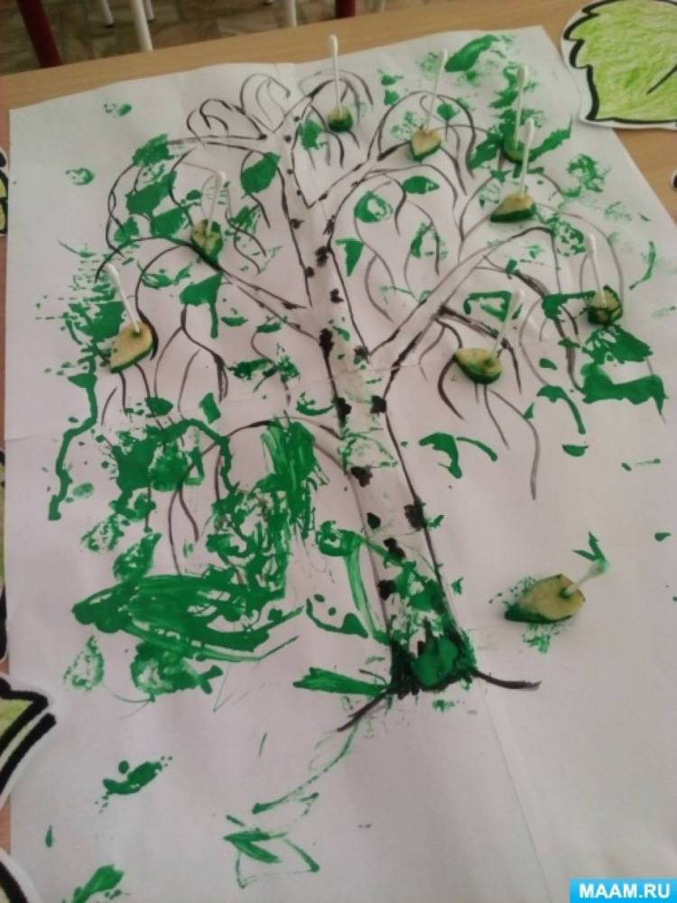 Занятие по нетрадиционной технике рисования «Весеннее дерево» с детьми