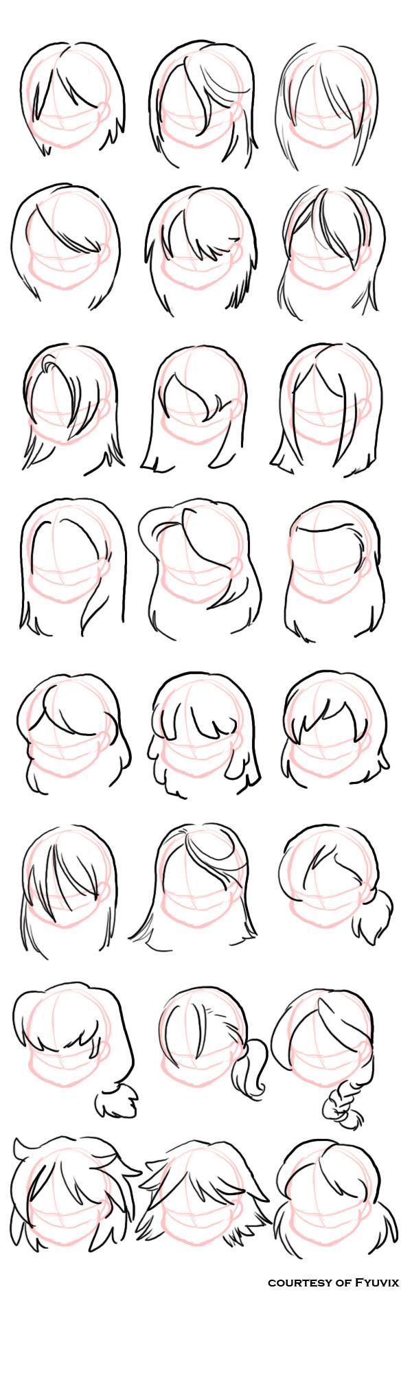 Как рисовать прически с прямыми волосами