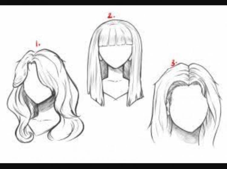 Рисунки для срисовки лёгкие волосы