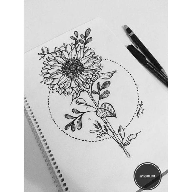 Рисунки цветов для срисовки в скетчбук 