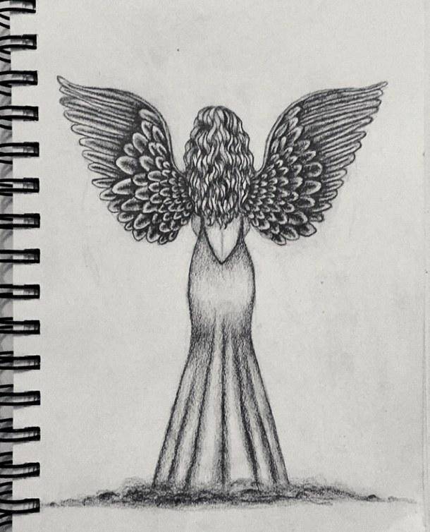 Рисунки карандашом девушка ангел 