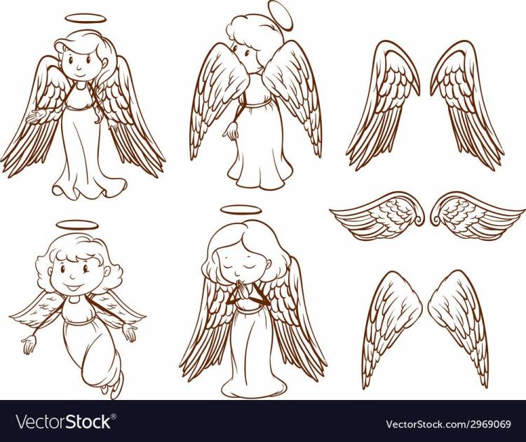 Рисунки ангелов с крыльями красивые