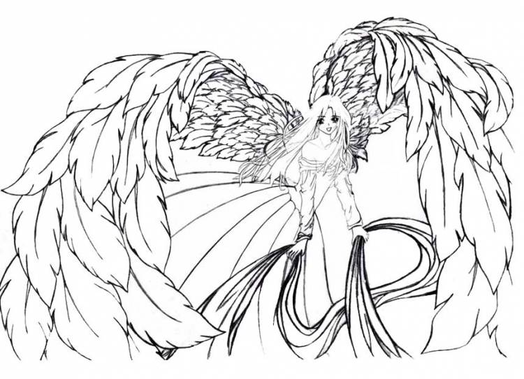 Рисунки карандашом ангелов с крыльями 