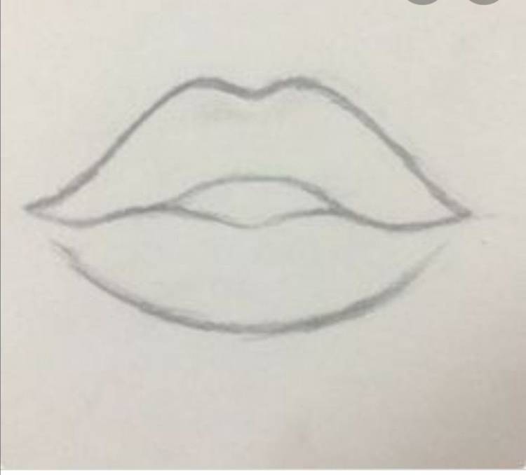 Легкий рисунок карандашом губы