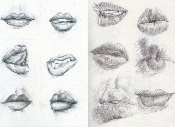 Рисунки губ для срисовки 