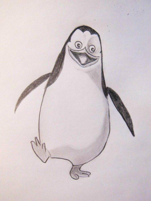 Рисунки пингвина карандашом для детей 