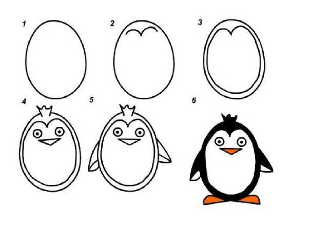 Рисунки пингвинов для срисовки 