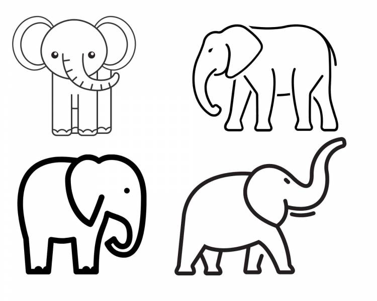 Рисунки легкие слона