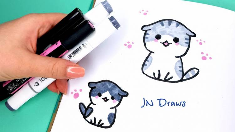 Как Нарисовать Котёнка Простые Рисунки Заполняем Скетчбук Годные Пикчи В Стиле Каваии