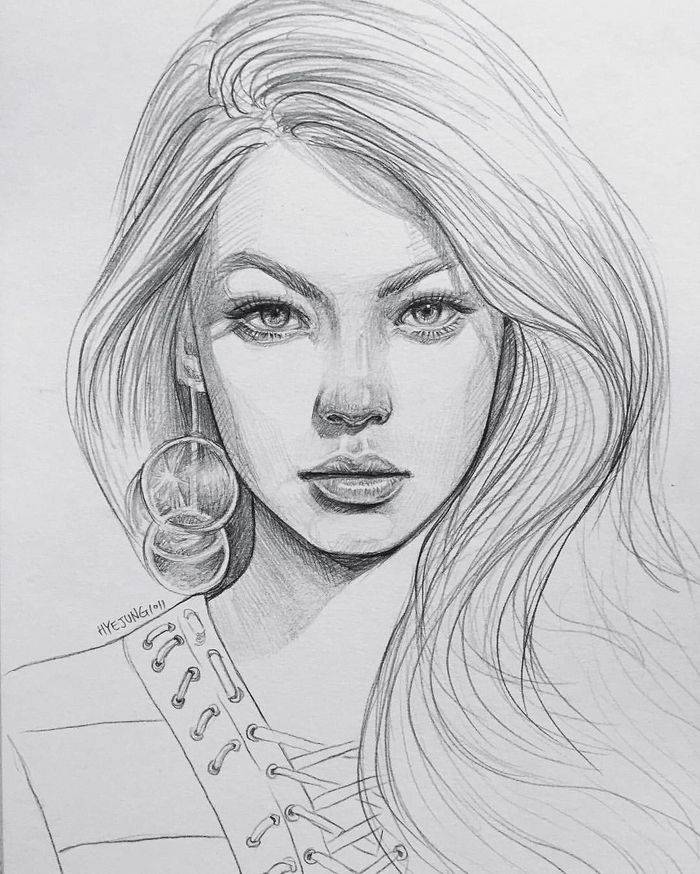 Рисунки портретов для срисовки карандашом