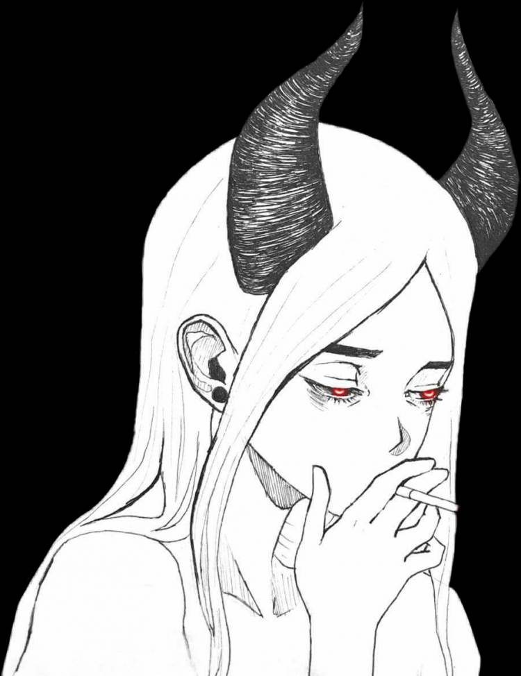 Демон рисунок легкий аниме 