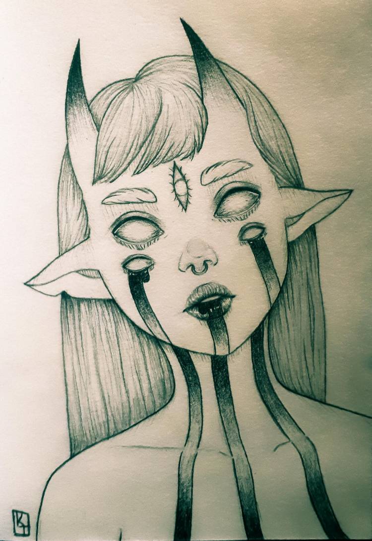 Нарисовать девушку демона