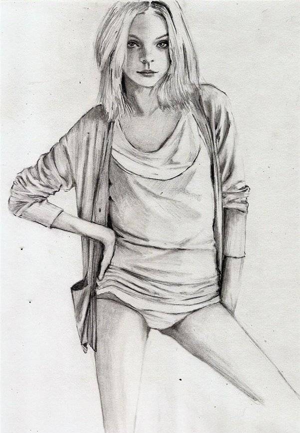 Рисунки девушки в нижнем белье карандашом 