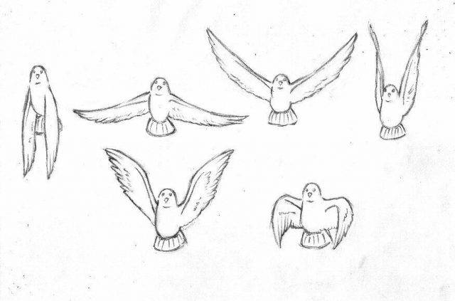 Рисунки карандашом летящая птица 