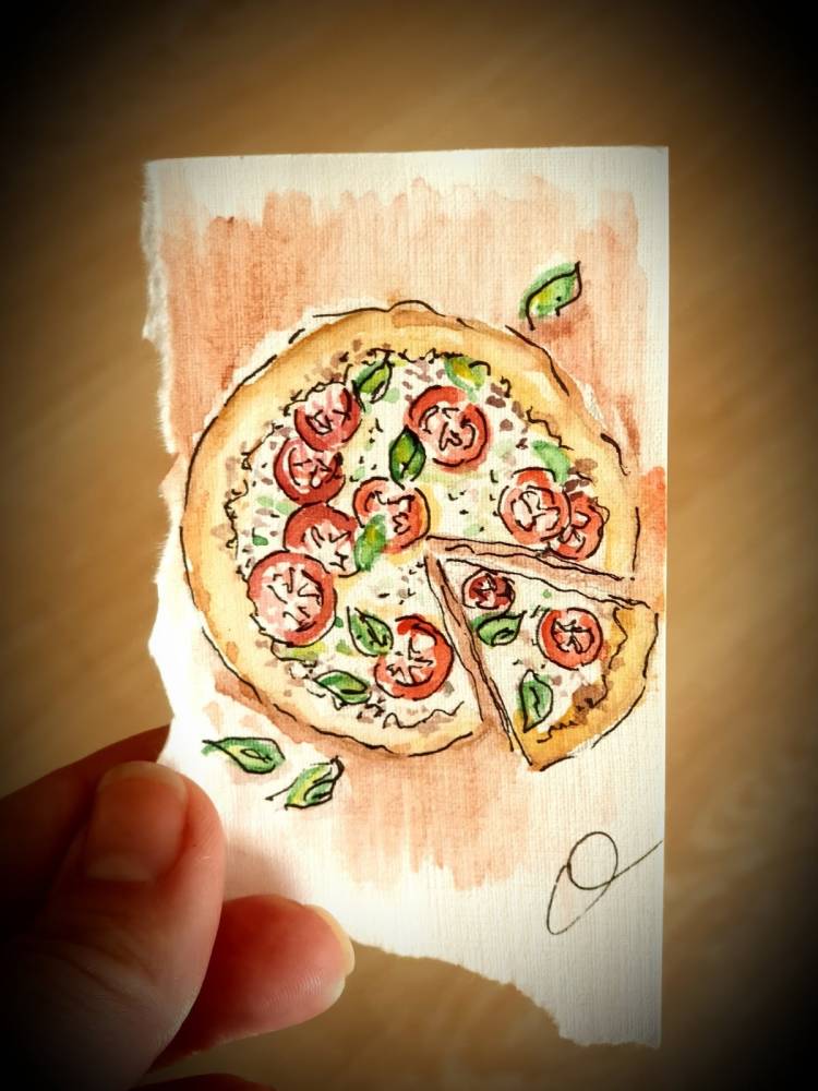 Рисунок пиццы для срисовки легко