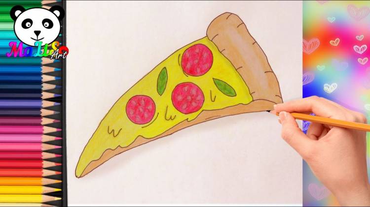 Как нарисовать пиццу, Рисунки для детей, Урок рисования