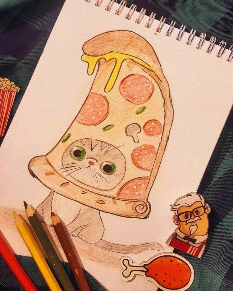 Смотрите, какой милый пицца-котик