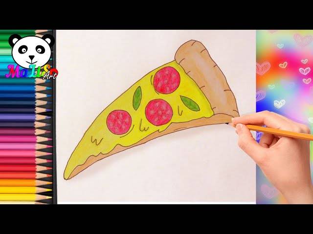 Как нарисовать пиццу, Рисунки для детей, Урок рисования