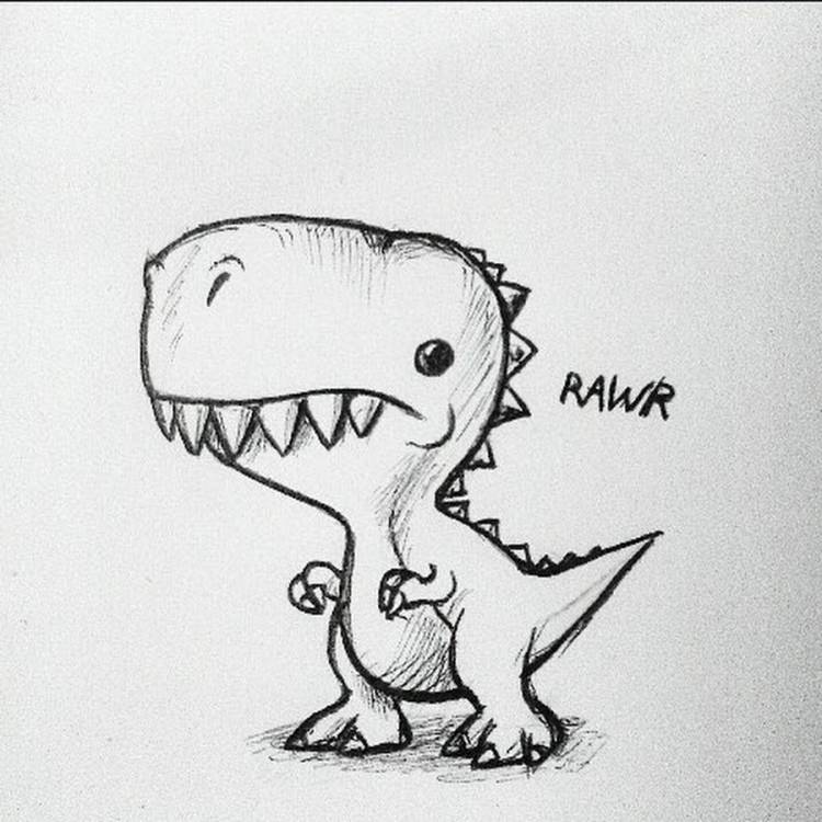 Рисунок карандашом динозавра для срисовки