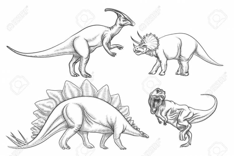 Динозавры карандашом для срисовки