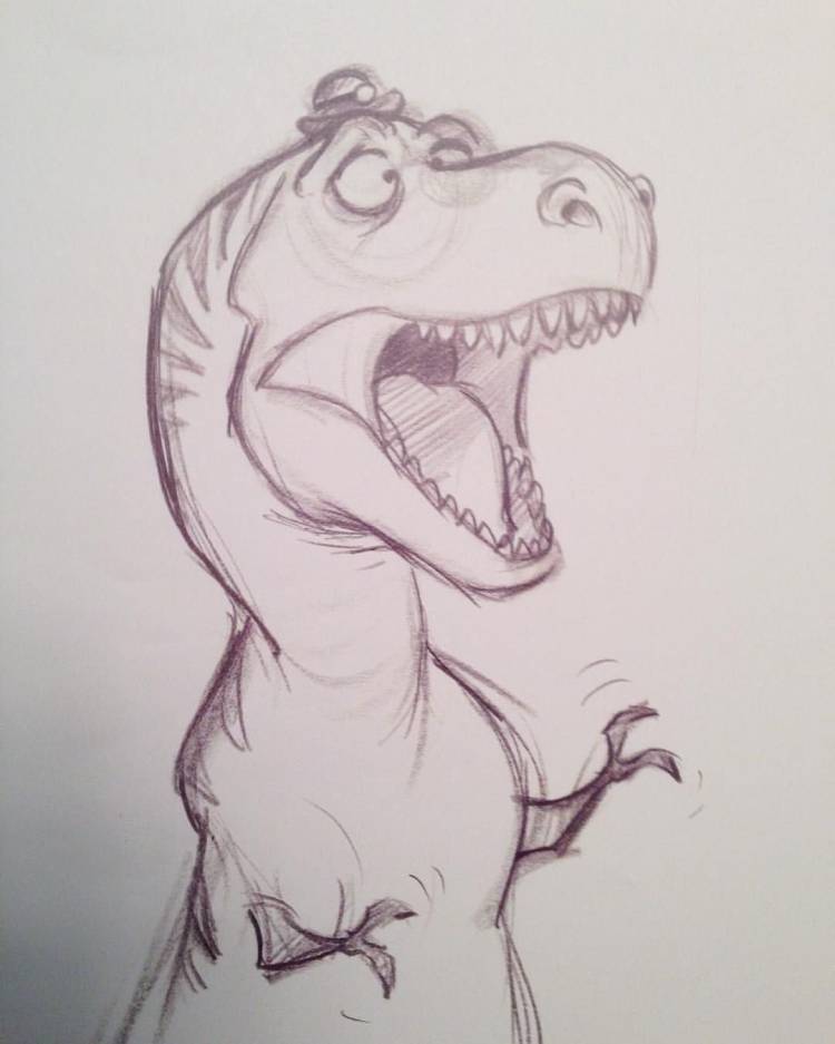 Рисунок карандашом динозавра для срисовки