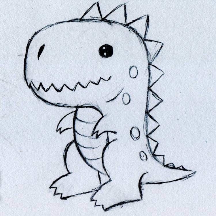Динозавр рисунок карандашом легкий рисунок 