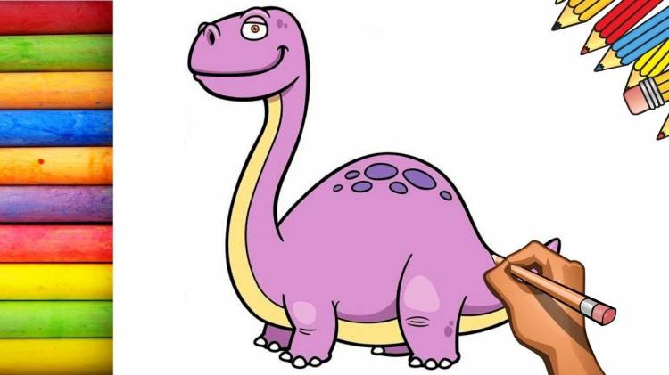Как нарисовать динозавра,How to draw a dinosaur,Простой рисунок для срисовки,Раскраска для детей