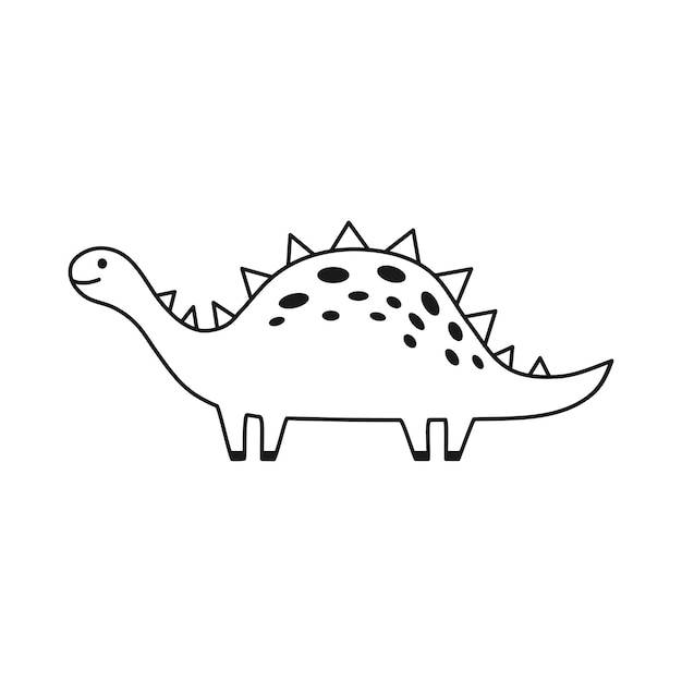 Милый динозавр в схематичном стиле забавный мультяшный динозавр ручной рисунок векторного каракуля для детей