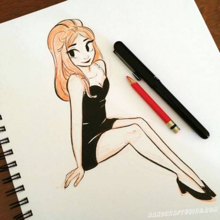 Рисунки девочек карандашами и красками