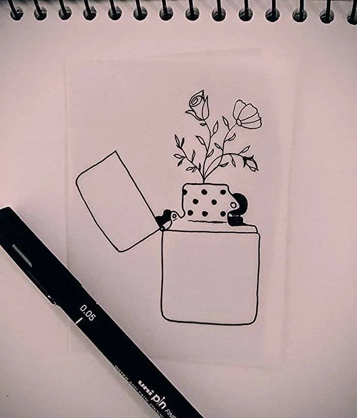 Рисунки черной ручкой для начинающих в скетчбук легкие и красивые 