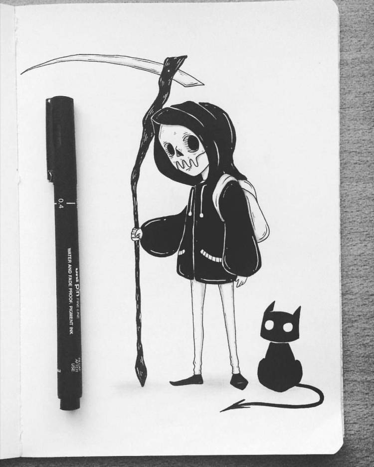 Милые рисунки черной ручкой