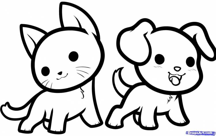 Рисунки кошечки собачки