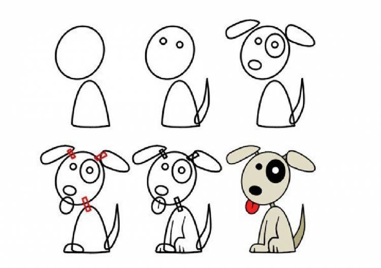Как нарисовать собаку легко и просто для детей с