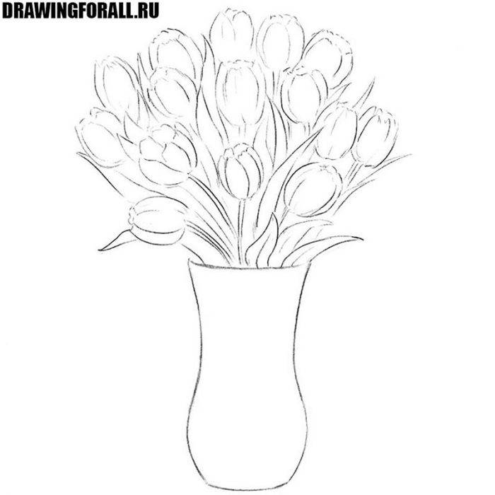 Как нарисовать вазу с цветами