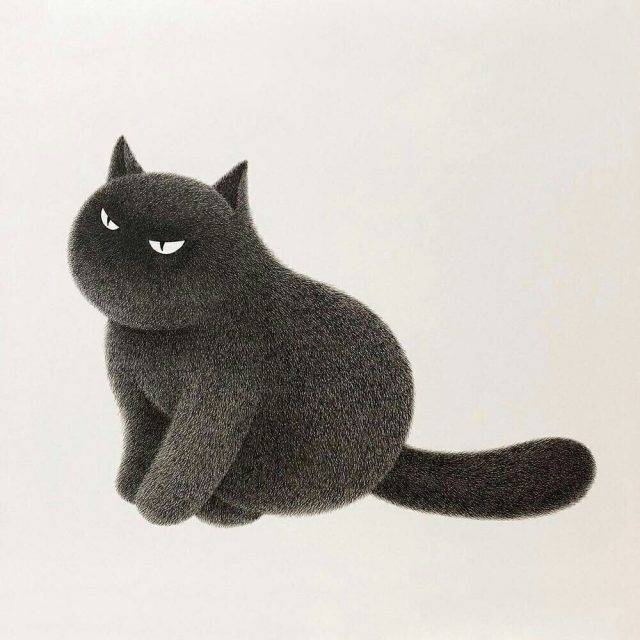 Рисунки карандашом черный кот 