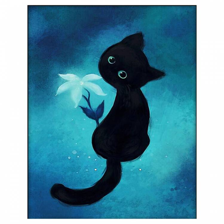Нарисованный черный котик