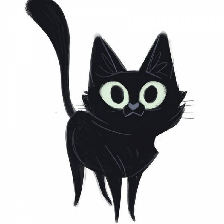 Черный кот рисунок