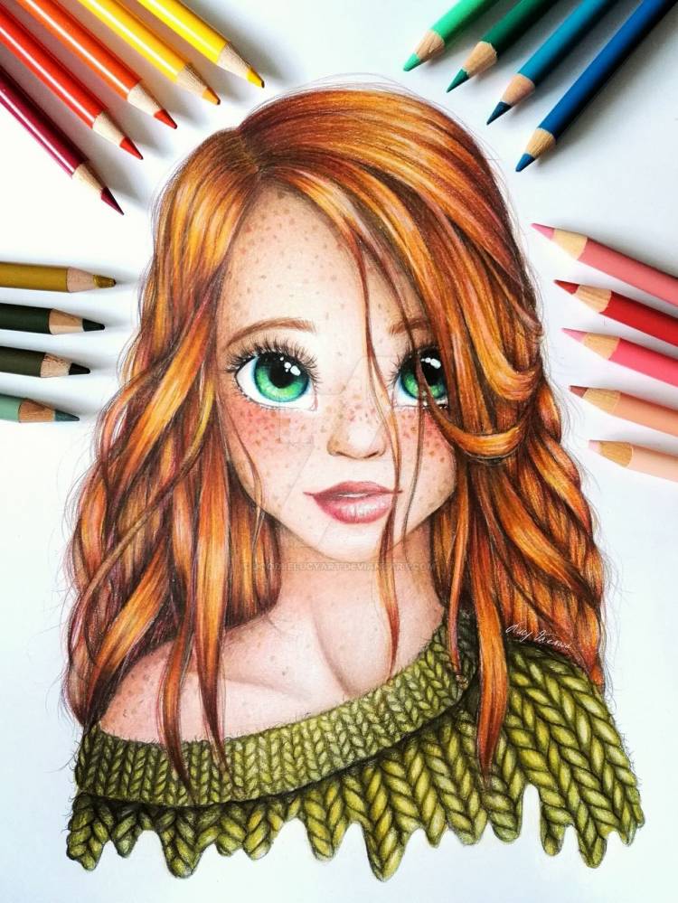 Арт цветными карандашами 