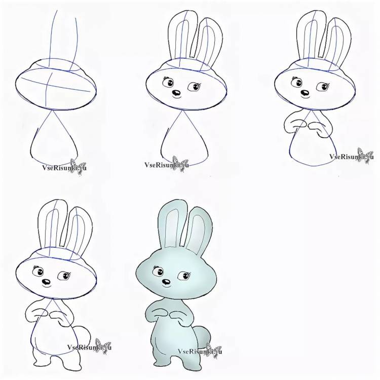 Рисунки зайца легкие для начинающих 