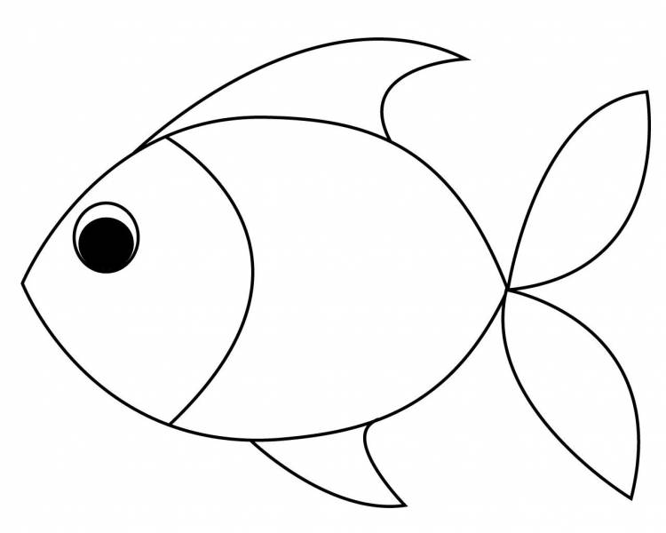 Рыбки рисунок для детей трафарет 