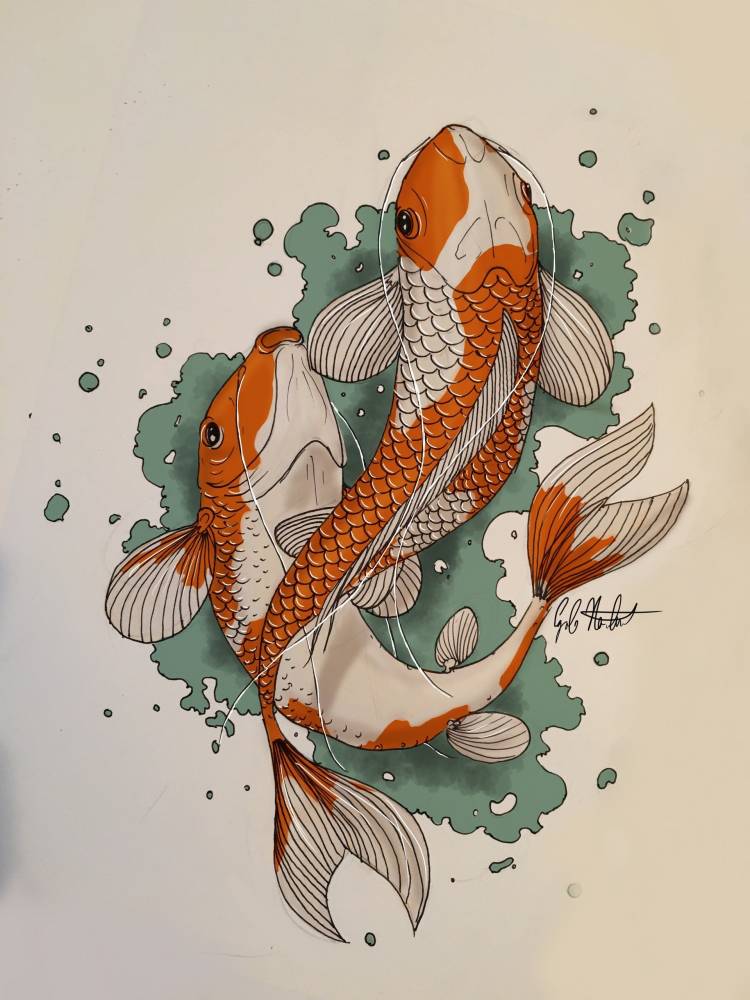 Рыбы японские рисунок