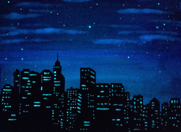 Ночной город рисунок для детей