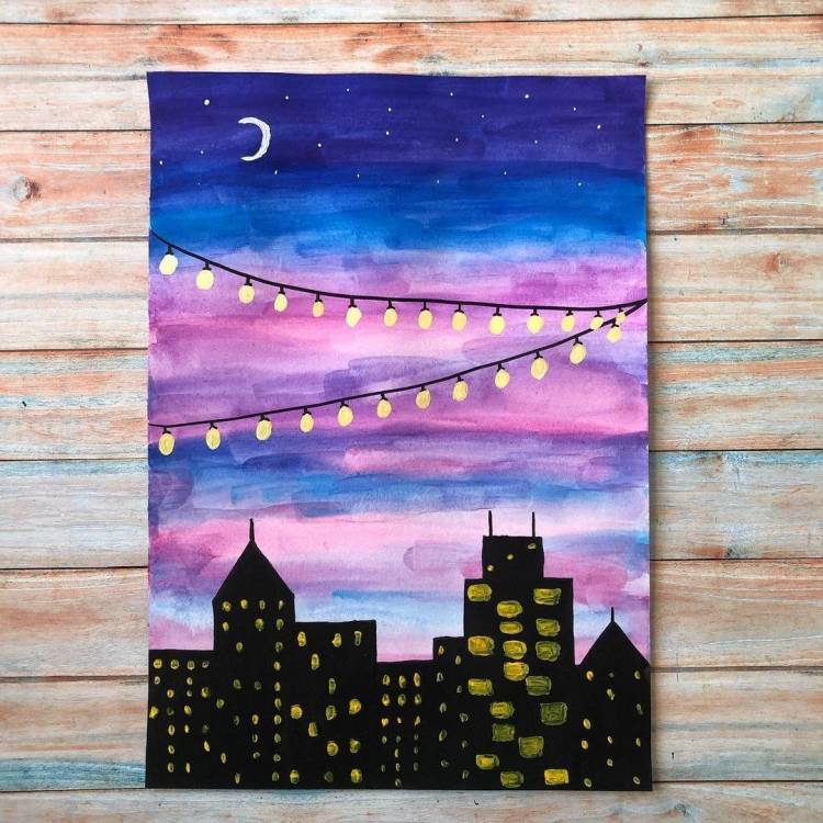 Рисунок ночной город