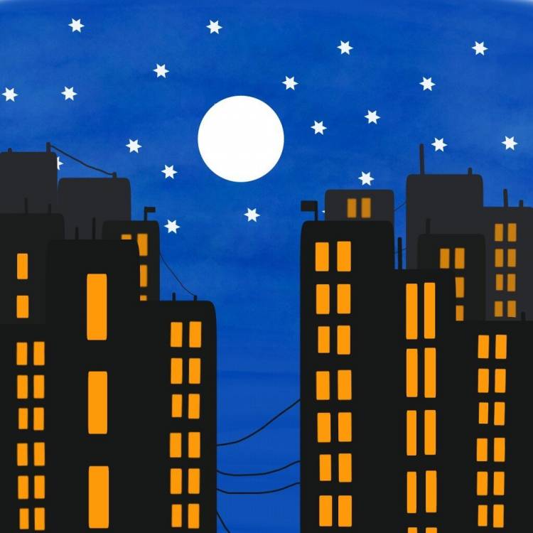 Рисунок ночной город