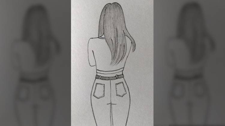 Девушка спиной рисунок карандашом легкий поэтапно 