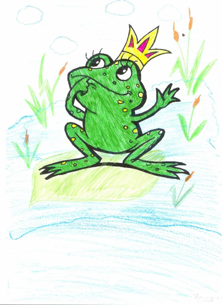 Рисунок карандашами цветными царевна лягушка