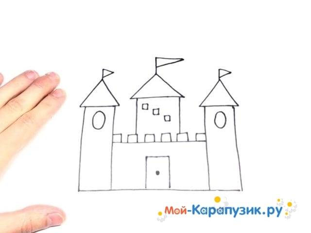 Как нарисовать замок простым карандашом