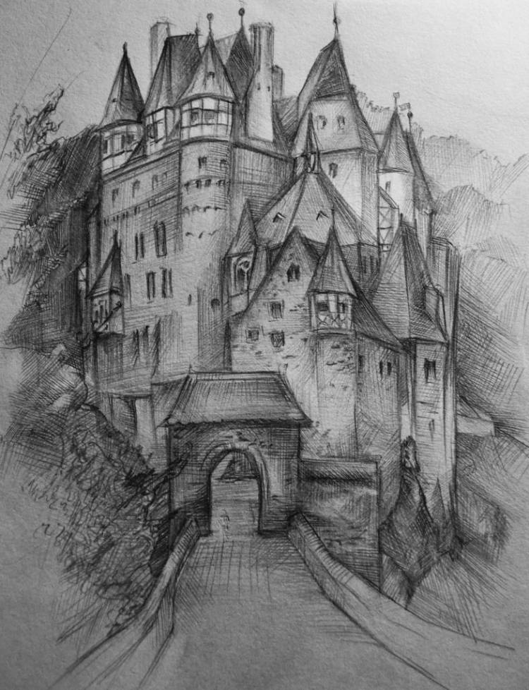 Замок рисунок карандашом легкий